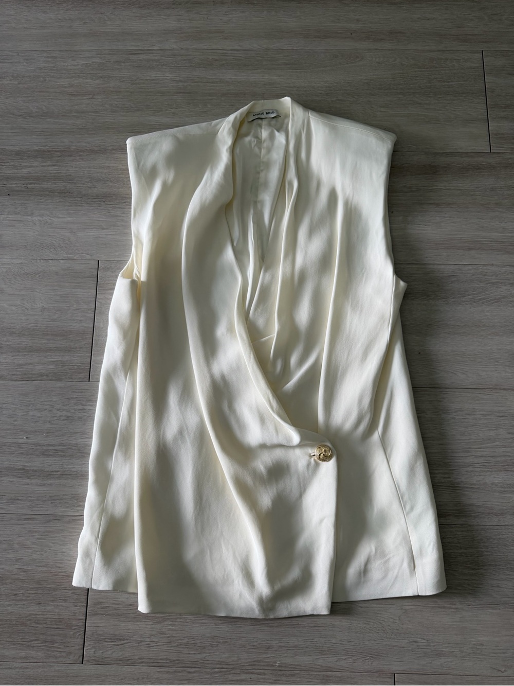 Anine Bing Sleeveless Cream Draped Blazer Vest XS